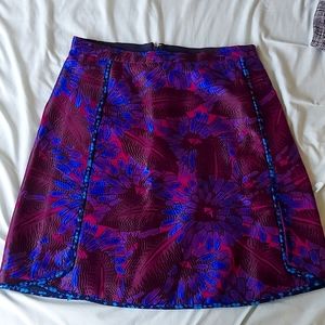 J. Crew Mini Skirt in Midnight Floral Jacquard Purple Blue Pink Black